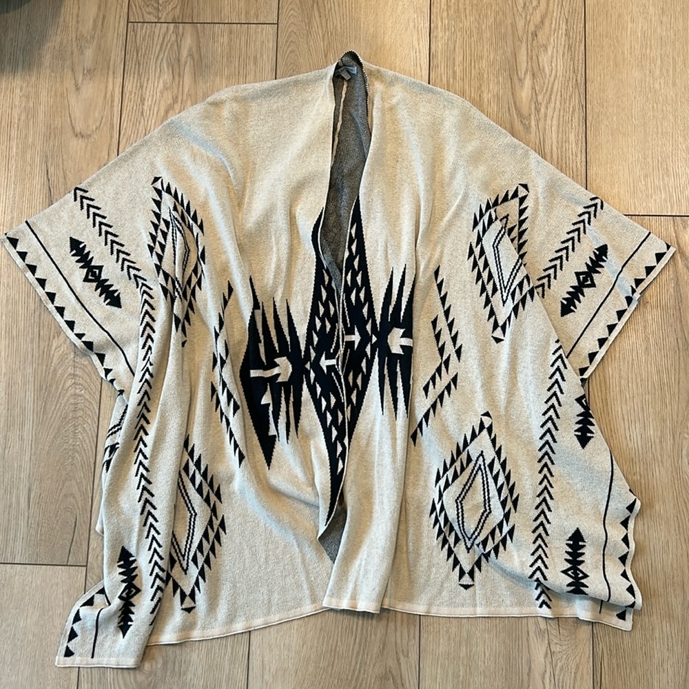Tan Oversized Short Sleeve Poncho with Arm Holes